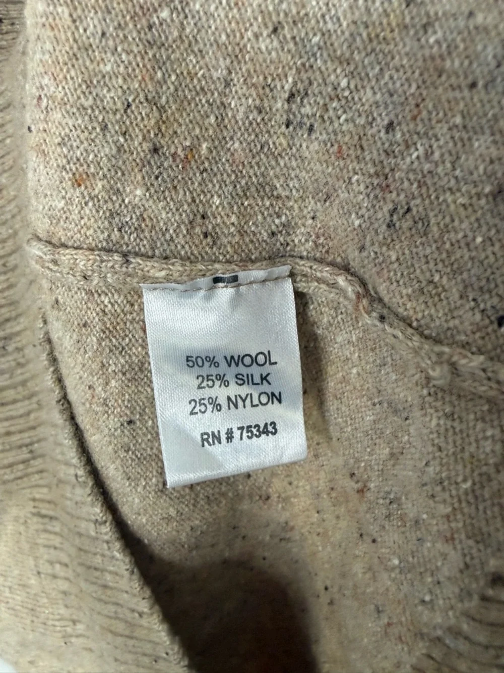 EMI MAGLIA Men's 1/4 Zip Pullover Sweater Tan Wool Silk Luxury Classic Heathered
